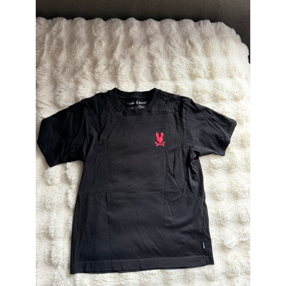 Preowned, Psycho Bunny black Pima cotton graphic tee, boys size L 14/16